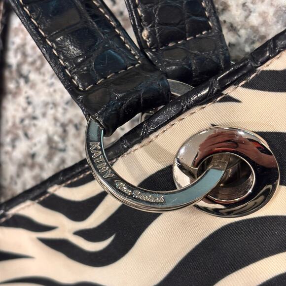 Y2K Kathy Van Zeeland Zebra Mini Tote Bag Purse Hangbag Satchel Top Handle Vtg - Picture 5 of 12